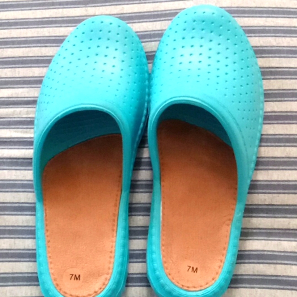 Slip on mules.